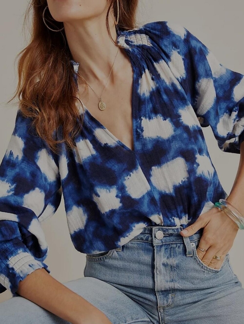 Anthropologie Porridge Ines Cotton Gauze Peasant Blouse
